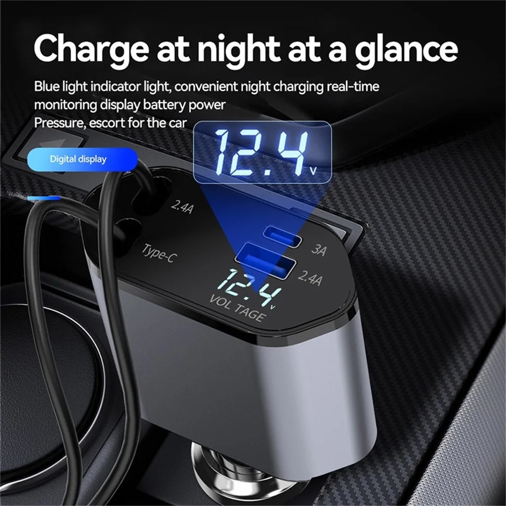 4 in 1 Retractable Car Charger